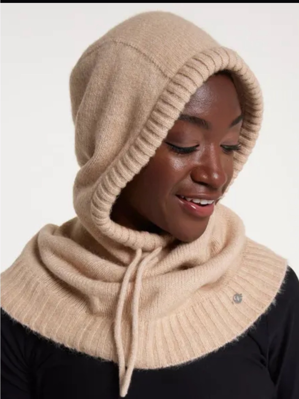 CALIA by Carrie Underwood Beige Hooded Knit Neck Warmer